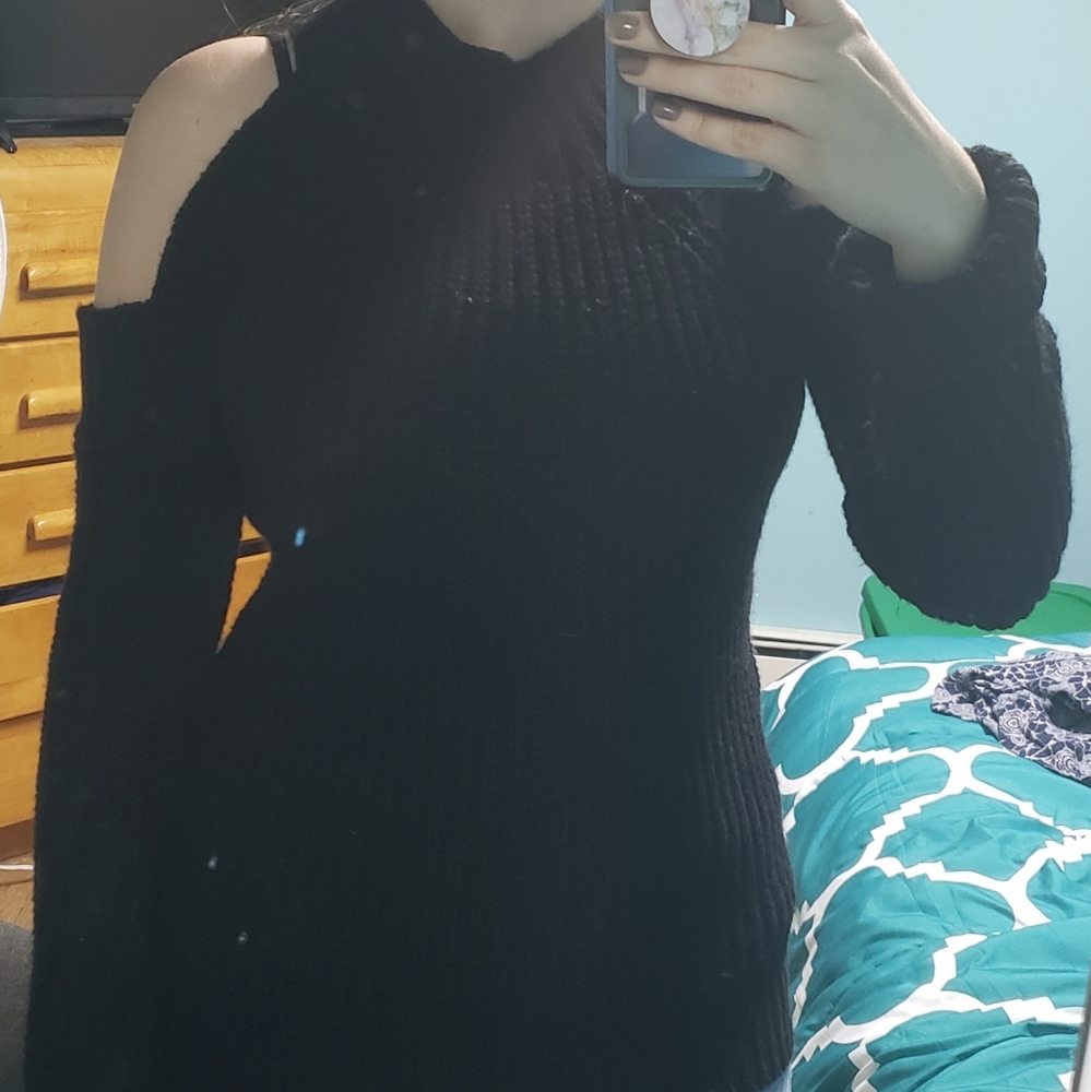 POOF! Cold Shoulder Sweater